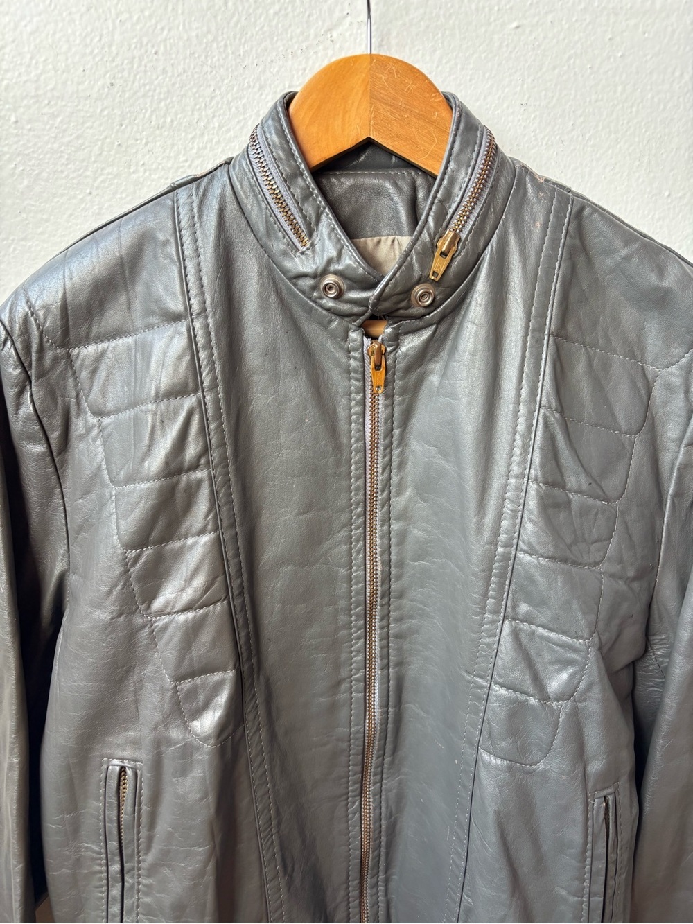 Cosa Nova Men's gray Leather Zip-Front Jacket - Picture 2 of 4